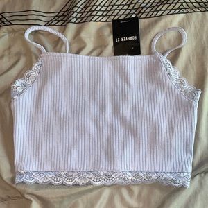 Lace trimmed crop tank